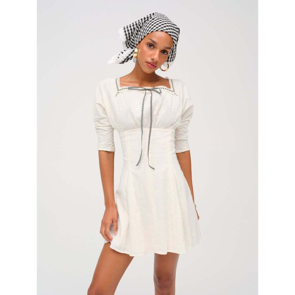 NWT For Love & Lemons Baby Daisy Poplin Mini Dress XS / White